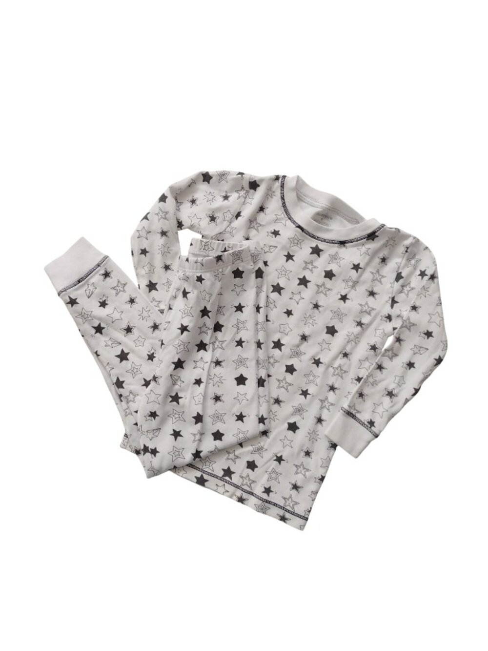 Noomie Star Print Kids Pajamas 5 Soft Pima Cotton Gray on White PJs